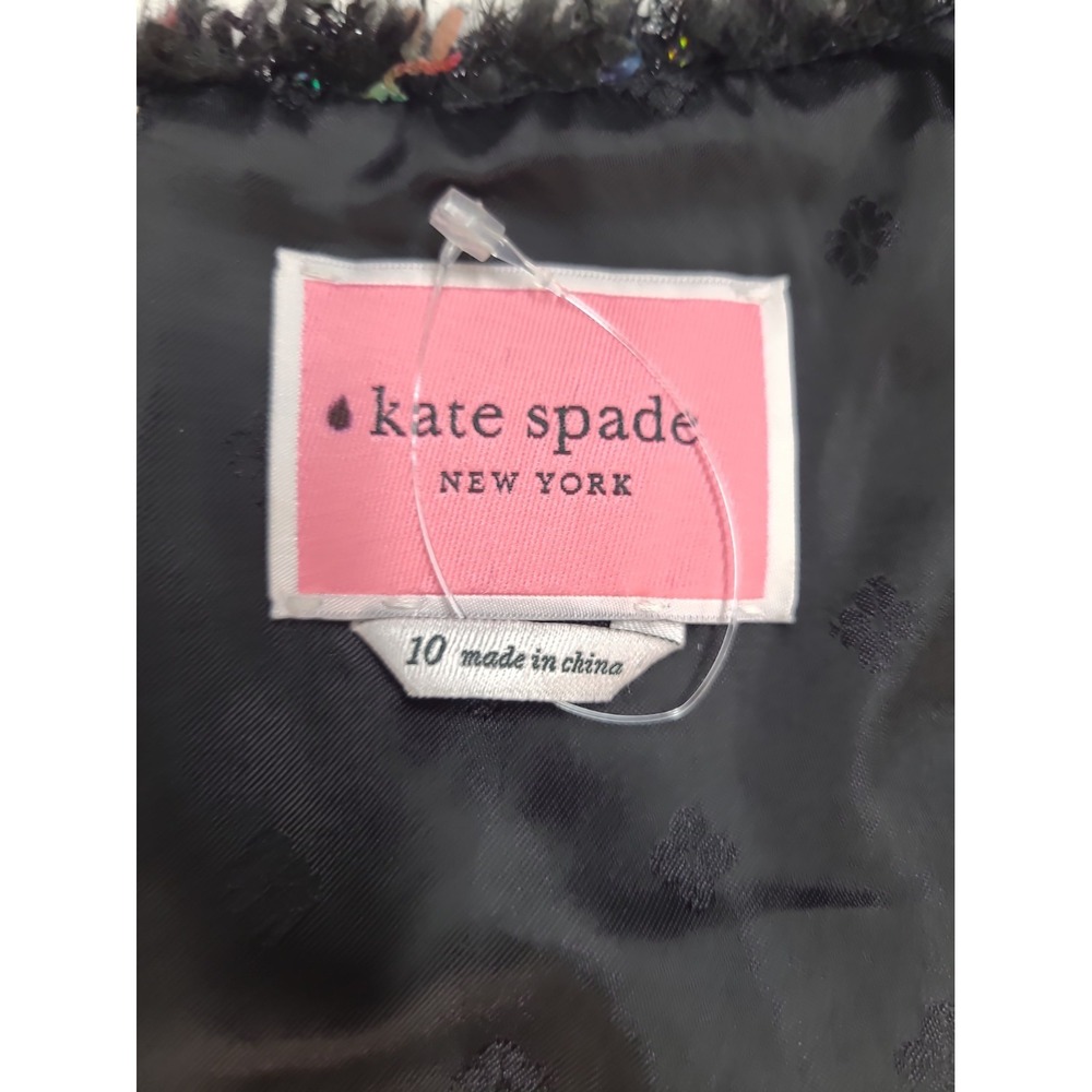 Kate Spade Women's Metallic Black Tweed Sleeveless Round Neck Shift Dress Sz 10 - Picture 5 of 12